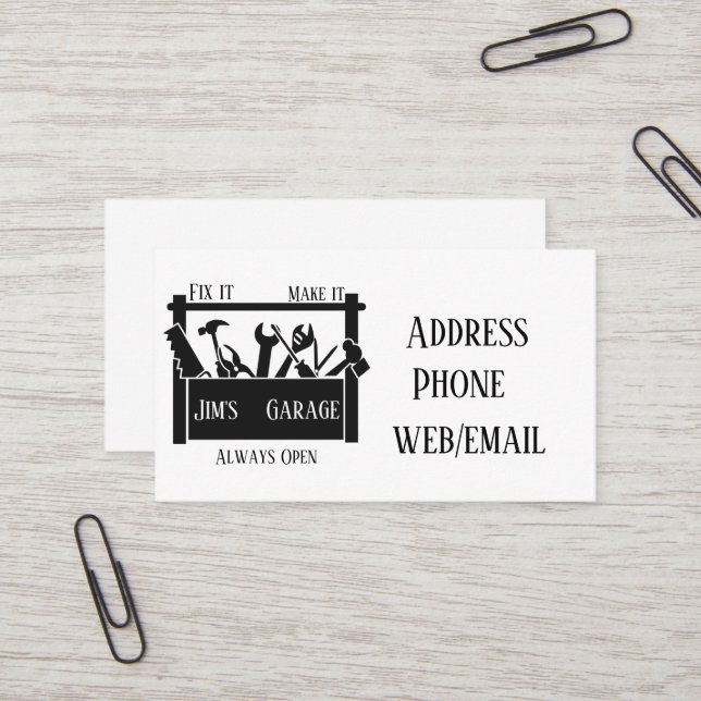 Tarjeta De Visita Garaje personalizado (Anverso/Reverso In Situ)