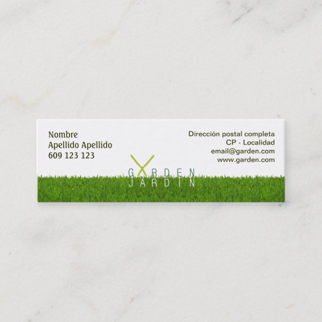 Tarjeta de visita Garden_jardín 76x25mm (Anverso)