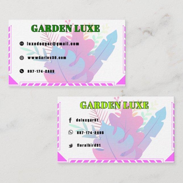 Tarjeta De Visita Garden Luxe Floral (Anverso / Reverso)