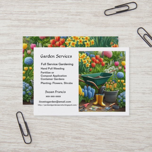 Tarjeta De Visita Garden Services / Master Gardener (Anverso/Reverso In Situ)