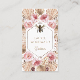 Tarjeta De Visita Gardener Boho Rubor Pink Floral Gold