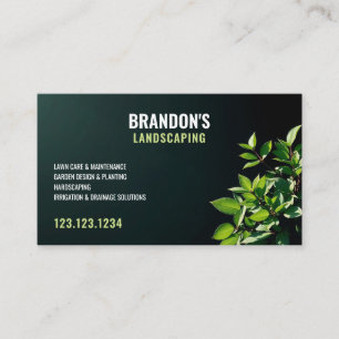 Tarjeta De Visita Gardener de fondo oscuro de hojas verdes profesion
