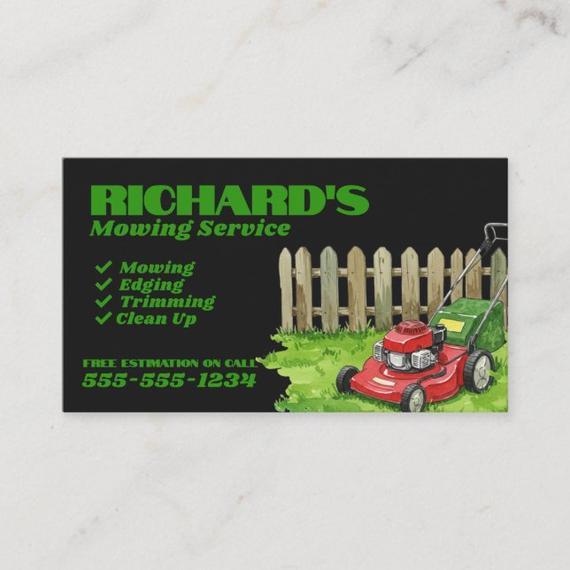 Tarjeta De Visita Gardener Lawn Care and Maintenance Business Card (Anverso)