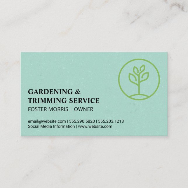 Tarjeta De Visita Gardening Logo | Sprouting Plant (Anverso)