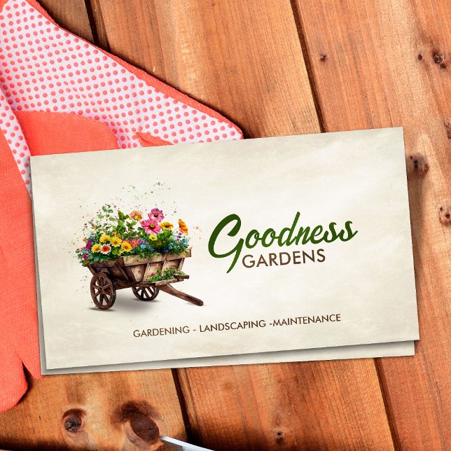 Tarjeta De Visita Gardening Services Watercolor art (Subido por el creador)