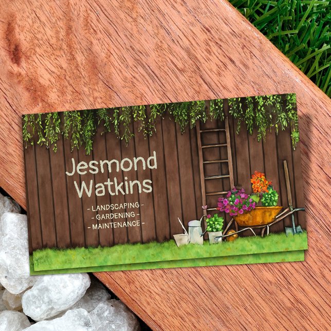 Tarjeta De Visita Gardening Services Watercolor Art (Subido por el creador)