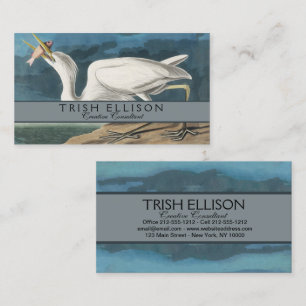 Tarjeta De Visita Garza Blanca Grande de Audubon: Ave Costera Vintag