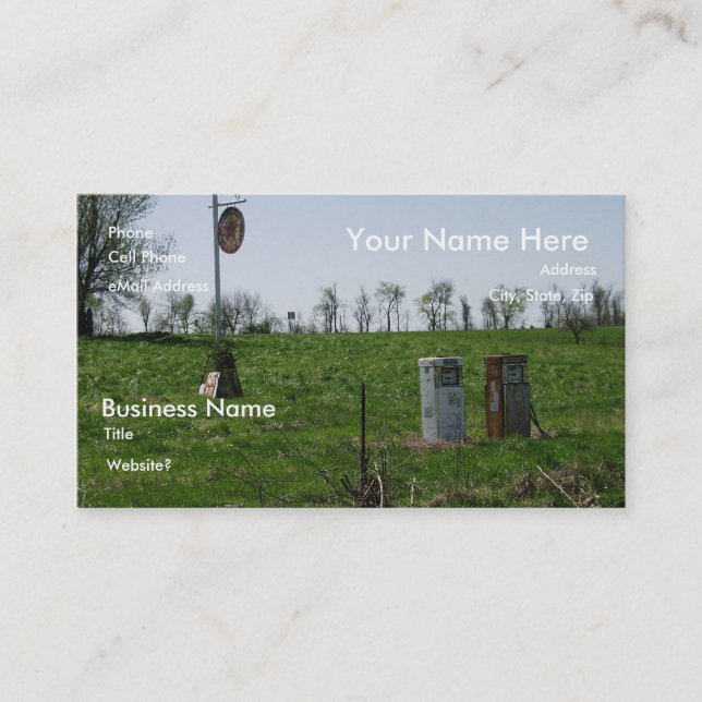 Tarjeta De Visita Gas para arriba en la ruta 66 (Anverso)