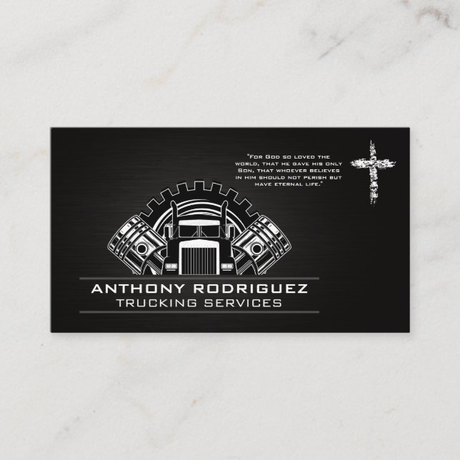 Tarjeta De Visita Gases y pistones de camión semi | Cruz (Anverso)