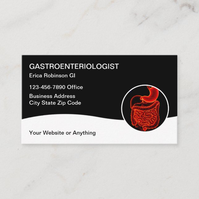 Tarjeta De Visita Gastroenterologist Medical Business Cards  (Anverso)