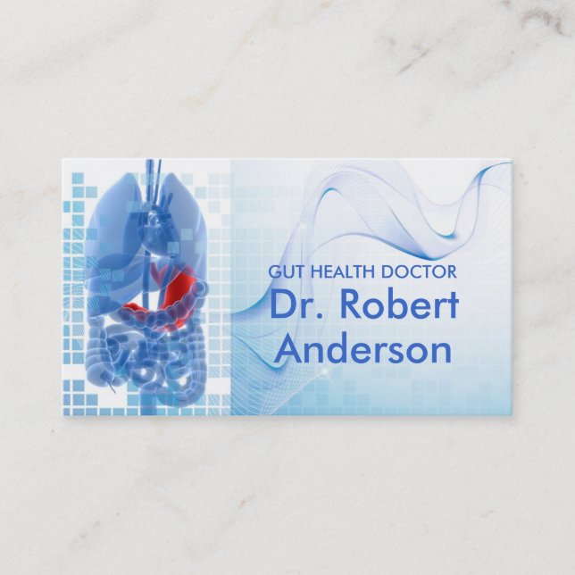 Tarjeta De Visita Gastroenterólogo con matrícula de salud intestinal (Anverso)