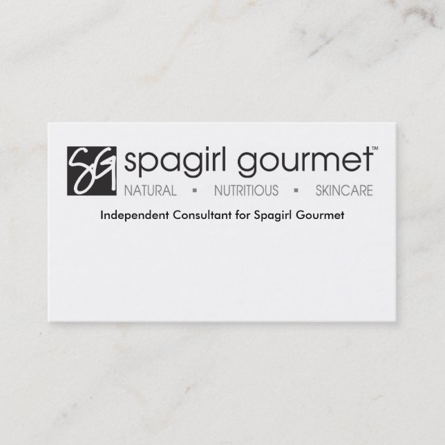 Tarjeta de visita gastrónoma de Spagirl (Anverso)