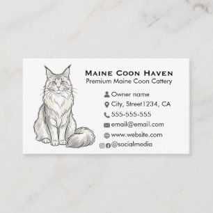 Tarjeta De Visita Gatera elegante de Maine Coon personalizada