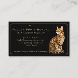 Tarjeta De Visita Gatería de gatos Bengal negros de lujo personaliza