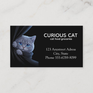 Tarjeta De Visita Gatito Curioso de Ojos Azules