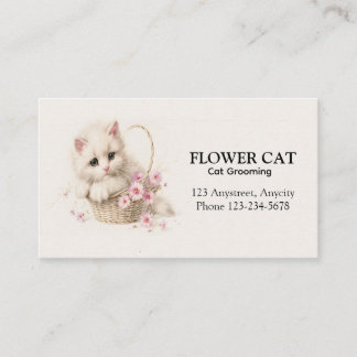 Tarjeta De Visita Gatito de la cesta de flores