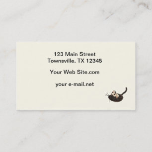 Tarjeta De Visita Gatito del dibujo animado con el ratón del juguet