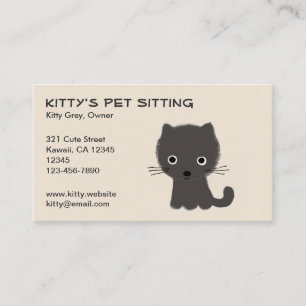 Tarjeta De Visita Gatito Gris Adorable
