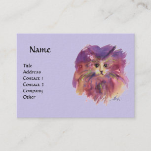 TARJETA DE VISITA GATITO MORADO AZUL, RETRATO DE GATO
