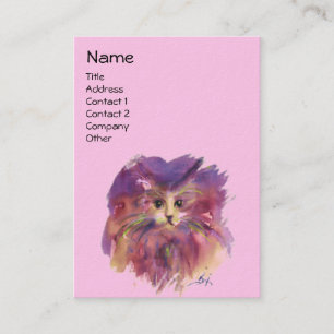 TARJETA DE VISITA GATITO PURPURA ROSA, RETRATO DE GATO