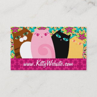 Tarjeta De Visita Gatitos bonitos en floral