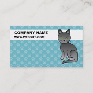 Tarjeta De Visita Gato Azul Ruso Con Información Empresarial Persona