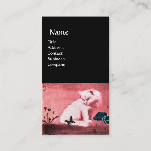 Tarjeta De Visita GATO BLANCO CON LÁGRIMAS NEGRAS MONOGRAMA PERLA ro (Anverso)