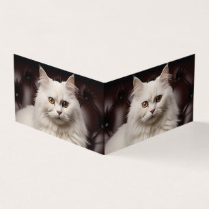 Tarjeta De Visita Gato blanco majestuoso
