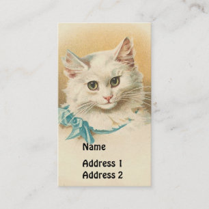Tarjeta De Visita Gato blanco vintage