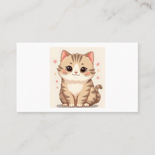 Tarjeta De Visita Gato brillante: Kawaii dulce arte gatito para cual (Anverso)
