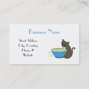 Tarjeta De Visita Gato con Plato de Comida Azul
