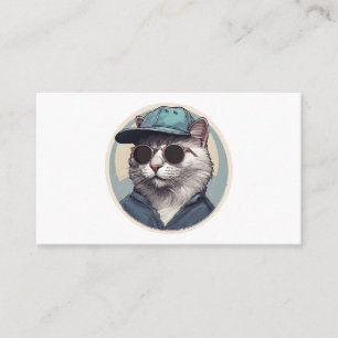 Tarjeta De Visita Gato de Dibujos Animados con Gafas de Sol