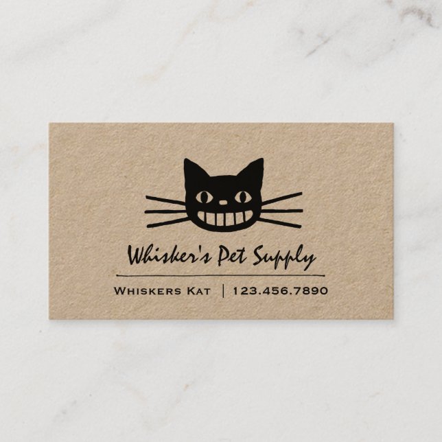 Tarjeta De Visita Gato de peluche loco | Gato negro de Cheshire (Anverso)