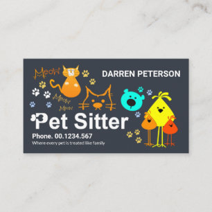 Tarjeta De Visita Gato de perro colorido de señalización en sitio 