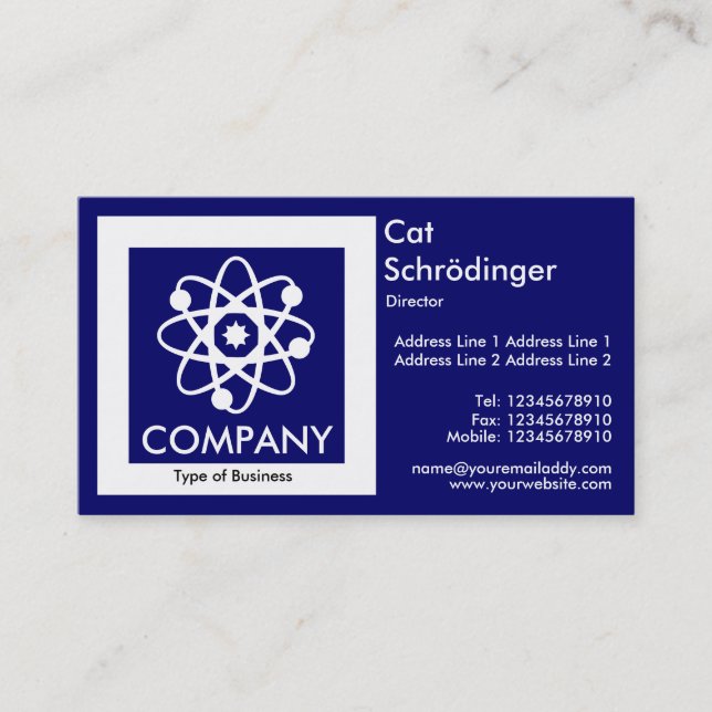 Tarjeta De Visita Gato de Schrödinger - Azul oscuro (Anverso)
