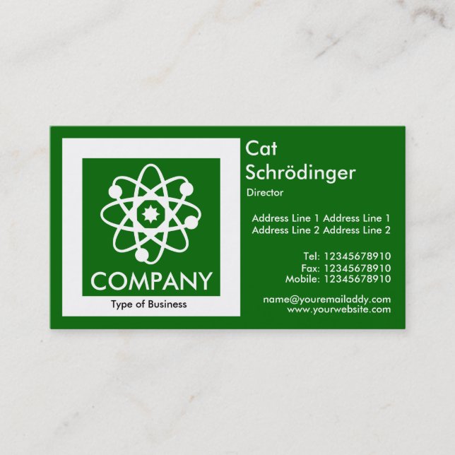 Tarjeta De Visita Gato de Schrödinger - Verde de hierba (Anverso)