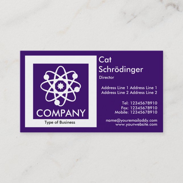 Tarjeta De Visita Gato de Schrödinger - Violeta oscura (Anverso)