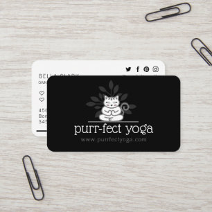 Tarjeta De Visita Gato de yoga holístico mediador de yoga pose negro