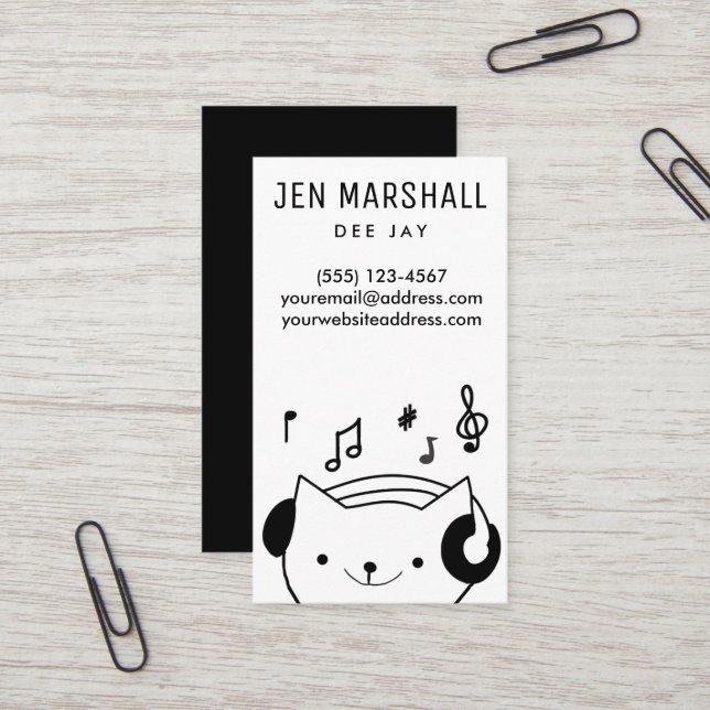 Tarjeta De Visita gato DJ (Anverso/Reverso In Situ)