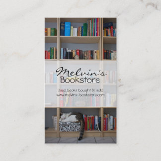 Tarjeta De Visita Gato durmiendo en libros de biblioteca