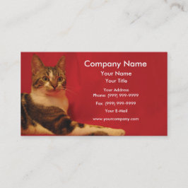 Tarjeta De Visita Gato en fondo rojo