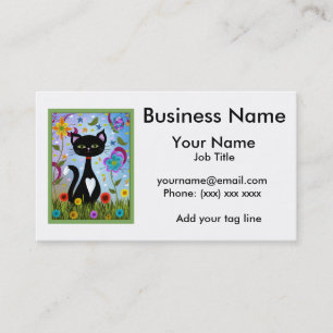Tarjeta De Visita Gato En Un Jardín Arte Abstracto Personalizado