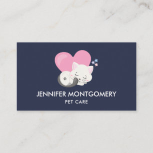 Tarjeta De Visita Gato gatito blanco lindo durmiendo