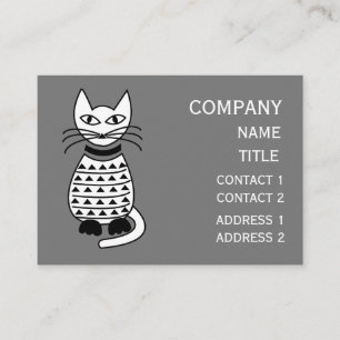 Tarjeta De Visita Gato geométrico negro y blanco