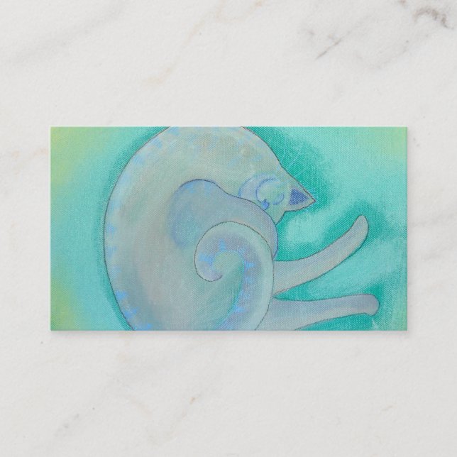 Tarjeta De Visita Gato gris soñoliento (Anverso)