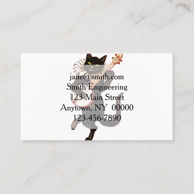 Tarjeta De Visita Gato jugando banjo (Anverso)