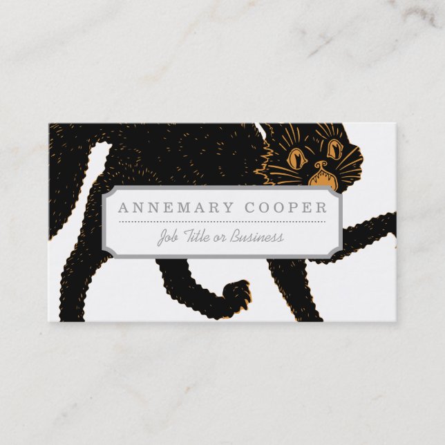 Tarjeta De Visita Gato negro asustadizo 1920 (Anverso)