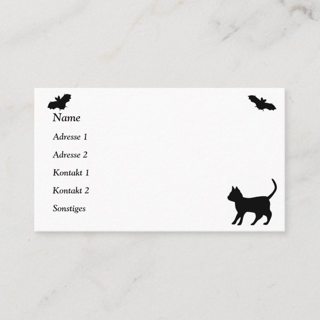 Tarjeta De Visita Gato negro con bata (Anverso)