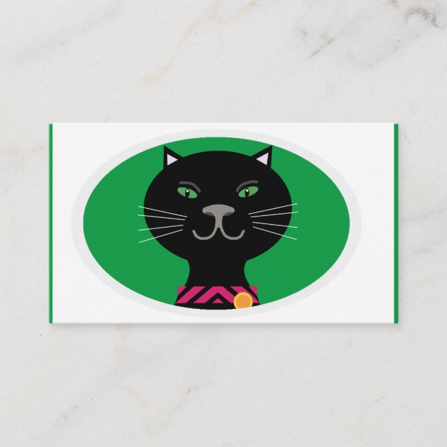 Tarjeta De Visita Gato negro con ojos verdes (Anverso)