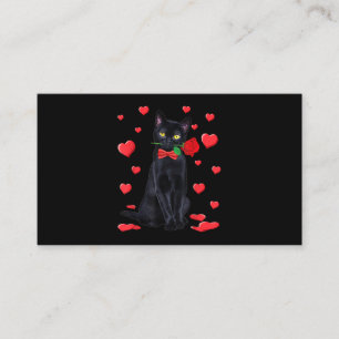 Tarjeta De Visita Gato negro con Rosa Valentine Camisa San Valentín